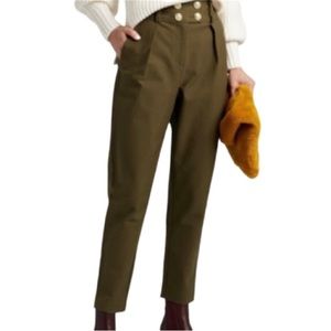 NWT Derek Lam 10 Crosby Army Green Button-detailed Tapered Pants